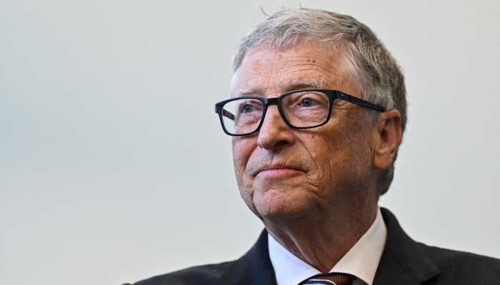 Microsoft founder Bill Gates reacts during a visit of the Imperial College University, in London, Britain, February 15, 2023. — Reuters