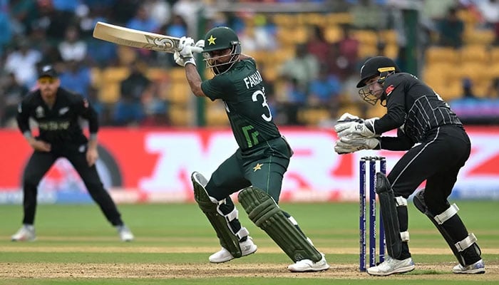 Pakistans Fakhar Zaman plays a shot during a match against New Zealand. — Reuters/File