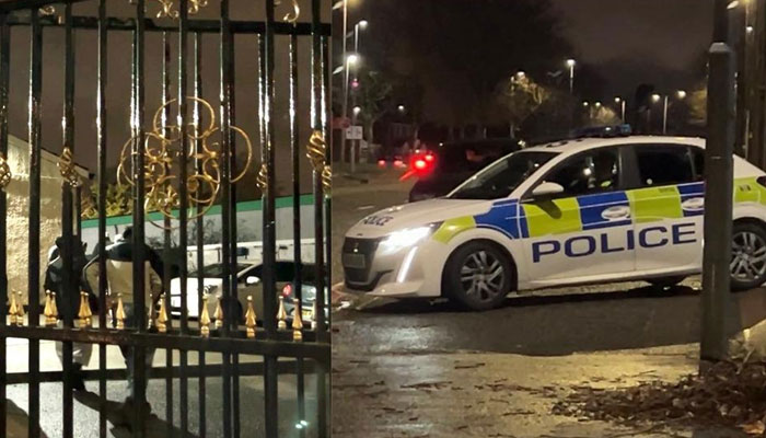 Police officials arrive at the Oldbury Jamia Mosque where the stabbing incident took place — Reporter