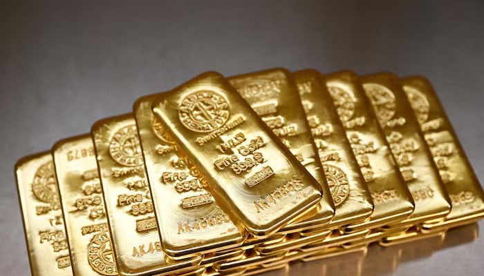 Gold bars are stacked in the safe deposit boxes room of the Pro Aurum gold house in Munich, Germany, January 10, 2025. — Reuters