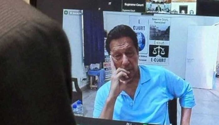 Image released by Pakistan Tehreek-e-Insaf (PTI) shows former prime minister Imran Khan during his appearance at the Supreme Court on May 16, 2024. —PTI