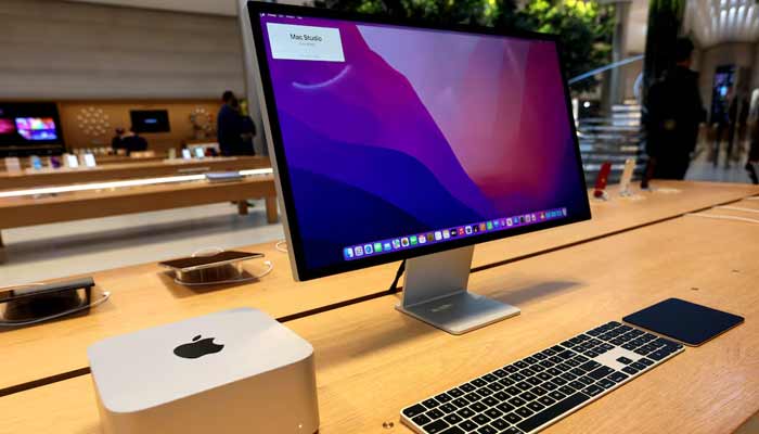 The new Apple Mac Studio computer and Studio Display are displayed shortly after going on sale at the Apple Store on 5th Avenue in Manhattan, in New York City, New York, US. — Reuters/File