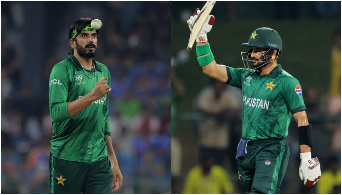 Pakistans Usman Tariq (left) and Sahibzada Farhan seen in action during ICC Men’s T20 World Cup 2026. — Reuters