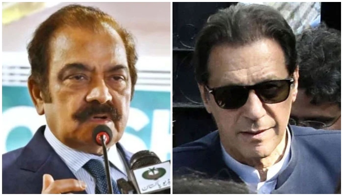 This collage of pictures shows Adviser to the Prime Minister on Political Affairs Rana Sanaullah (left) and PTI founder Imran Khan. — Online/APP/File