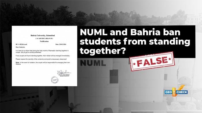 Fact-check: Viral notifications about NUML and Bahria banning students from standing together are fake