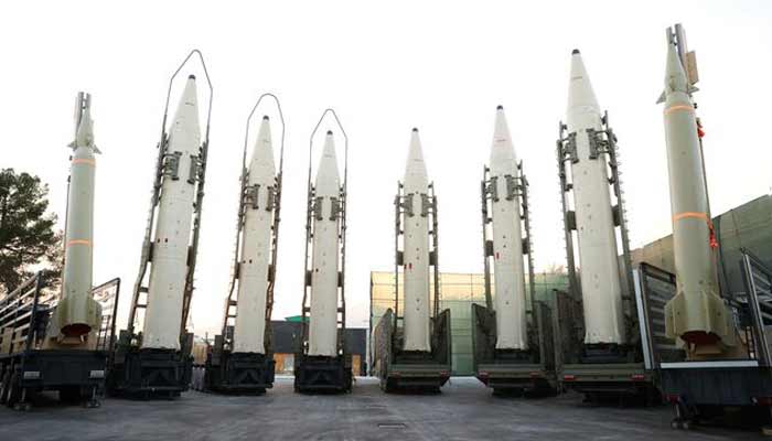 Iranian ballistic missiles are displayed during the ceremony of joining the Armed Forces, in Tehran, Iran, August 22, 2023.— Reuters/File