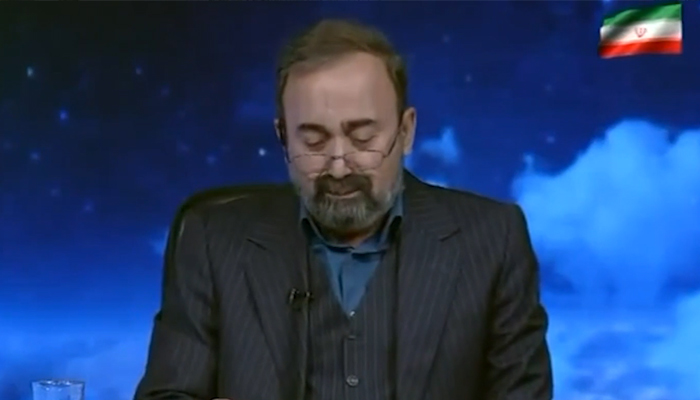 Iranian news anchor breaks down while annoucing assassination of Iran Supreme Leader Ayatollah Ali Khamenei, Tehran, Iran. — Screengrab via video/ Viory