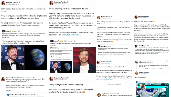 Rosanna Pansino accuses MrBeast of buying YouTube views