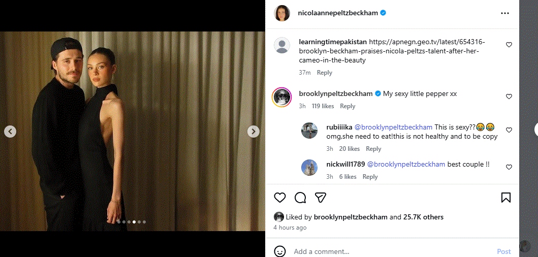 Nicola Peltzs official Instagram account