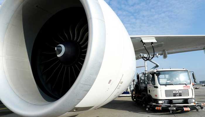 A Lufthansa CO2-neutral Boeing 777 cargo aircraft, operated with sustainable aviation fuel (SAF), is refueled at Frankfurt airport, Germany, November 27, 2020. — Reuters