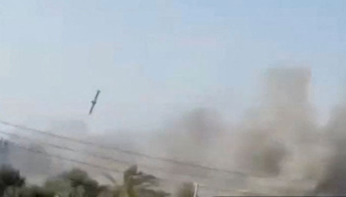 A still image from video shows what experts say to Reuters appears to be a US Tomahawk missile hitting near the Shajareh Tayyebeh girls school in Minab, Hormozgan province, Iran, February 28, 2026. — Reuters