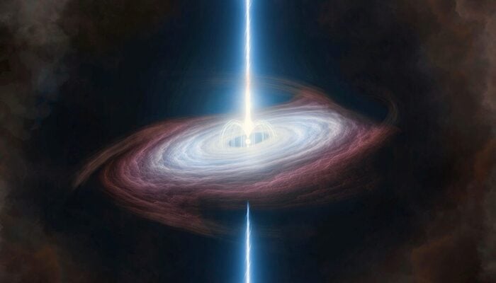 Artists conception of a magnetar surrounded by an accretion disk exhibiting Lense-Thirring precession, in this handout image released on March 11, 2026. — Reuters