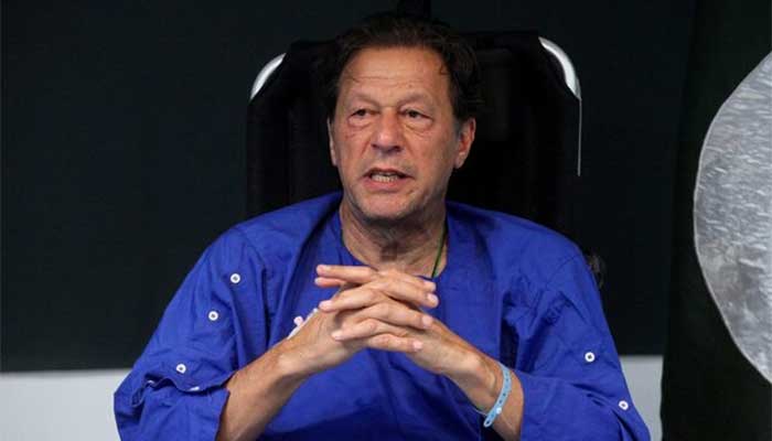 Former prime minister Imran Khan addresses a news conference after he was wounded following a shooting incident during a long march in Wazirabad, at the Shaukat Khanum Memorial Cancer Hospital & Research Centre in Lahore, Pakistan November 4, 2022. — Reuters