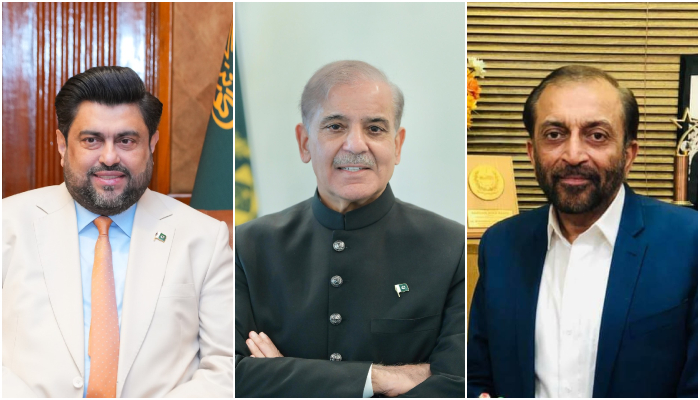 This collage shows from left to right Kamran Tessori, PM Shehbaz Sharif and Dr Farooq Sattar. — PID/Facebook@TeamKTessori/dfsmqm