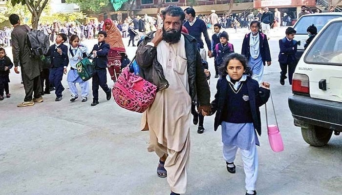 Children are on the way to their school in Islamabad. — APP/File