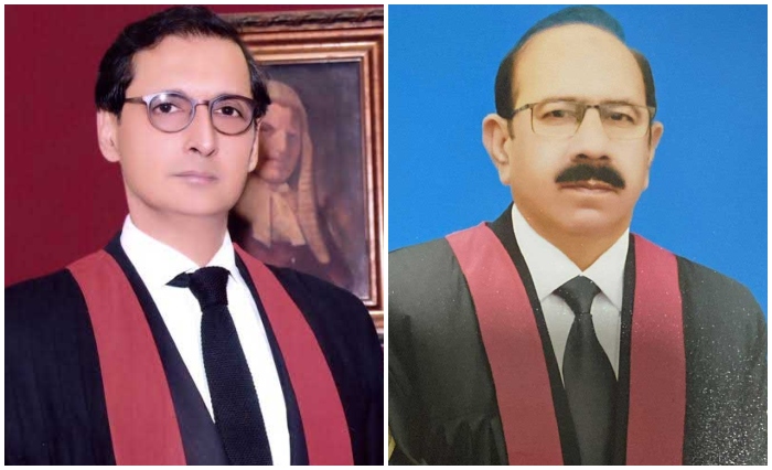 This undated photos show Lahore High Court Justices Jawad Hassan (left) and Tariq Mahmood Bajwa. — LHC website/File