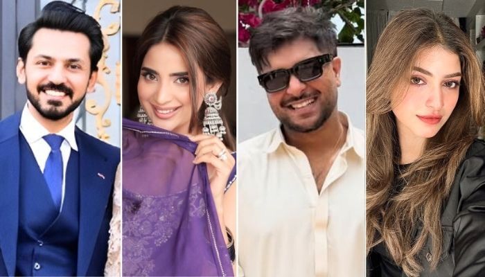 From (left to right), Pakistani celebrities Kinza Hashmi, Hina Afridi, Saboor Ali, and Sunita Marshal, posing in pictures. — Instagram