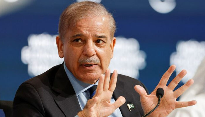 Prime Minister Shehbaz Sharif speaks at the World Economic Forum (WEF) in Riyadh, Saudi Arabia, April 28, 2024. — Reuters