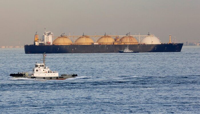 A LNG (Liquefied Natural Gas) tanker is anchored off a port in Yokohama, south of Tokyo. — Reuters