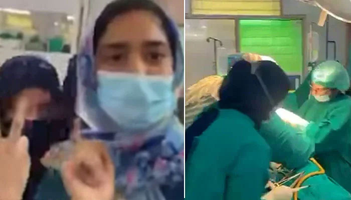 Screengrabs from the viral video showing doctors performing the surgery and their colleagues recording the video. — Instagram/ hidesidemagazine