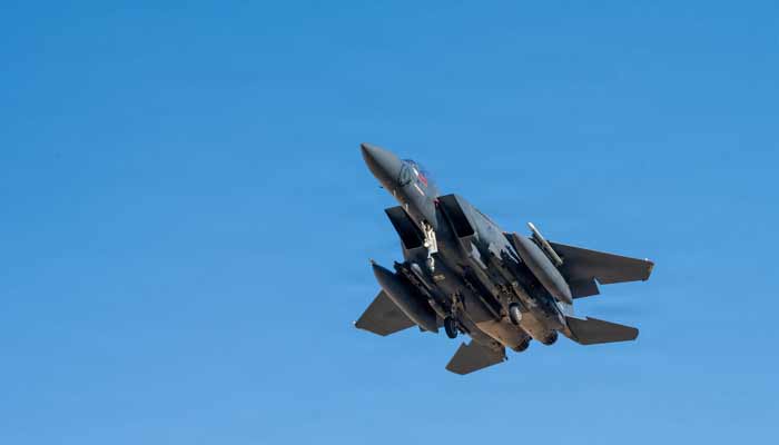 A US Air Force F-15E Strike Eagle aircraft takes off for a mission supporting Operation Epic Fury during the Iran war at an undisclosed location, March 9, 2026. — Reuters/File