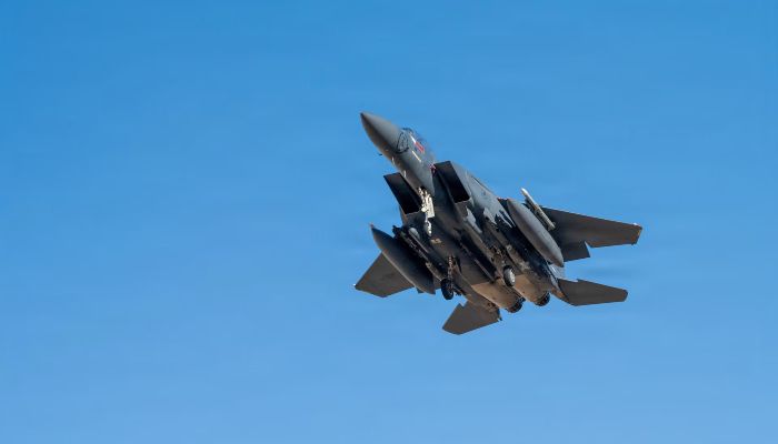 A US Air Force F-15E Strike Eagle aircraft takes off for a mission supporting Operation Epic Fury during the Iran war at an undisclosed location, March 9, 2026. — Reuters