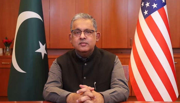 Pakistan’s Ambassador to the United States, Rizwan Saeed Sheikh, addresses an event in this undated photo. —X@PakinUSA