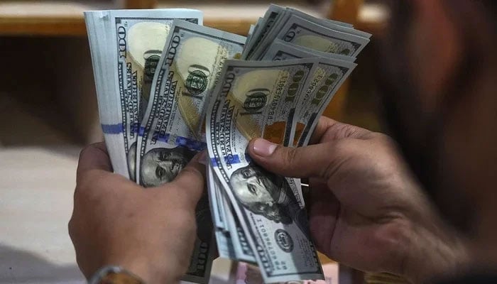 A currency exchange dealer holds dollars in his hands. — AFP/File