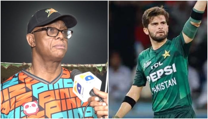 Former West Indian legendary cricketer Courtney Walsh (left) and Pakistans pacer Shaheen Shah Afridi. — Reporter