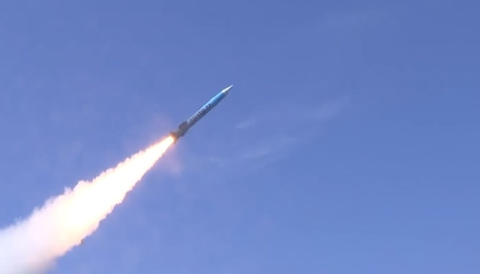 Image shows Pakistan Navy successfully testing of ship-launched anti-ship missile. Screengrab taken from a video released on April 16, 2026. — ISPR