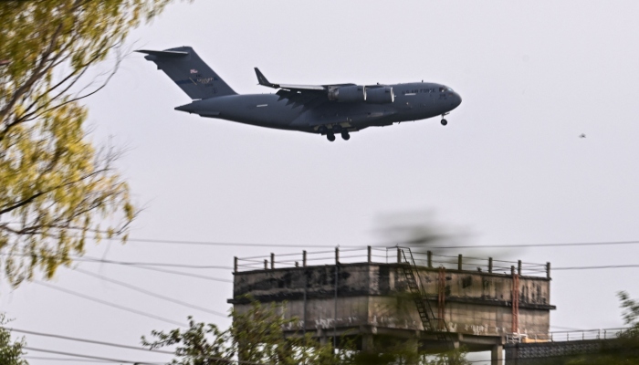 A US Air Force Boeing C-17A Globemaster III aircraft prepares to land at Pakistan’s Nur Khan military airbase in Rawalpindi, April 10, 2026. — AFP