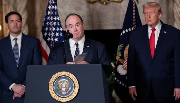 US Secretary of the Navy John Phelan speaks, after President Donald Trump announced the Navys Golden Fleet, at Mar-a-lago in Palm Beach, Florida, US, December 22, 2025. — Reuters
