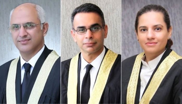 Justice Mohsin Akhtar Kayani (left), Justice Babar Sattar and Justice Saman Rafat Imtiaz. — IHC
