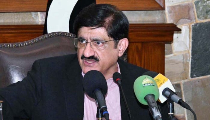 Sindh Chief Minister Murad Ali Shah addresses a press conference at the CM House, Karachi, April 6, 2026. — APP