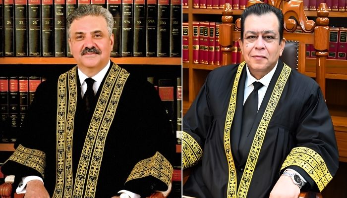 This collage shows Chief Justice of Pakistan Justice Yahya Afridi (left) and Justice Shahid Bilal Hassan. — SC website