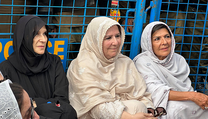 PTI founder Imran Khans sisters stage sit-in on Adiala Road in Rawalpindi on May 12, 2026. — Facebook/@ImMuhammadSohailAfridi