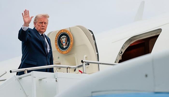 US President Donald Trump boards Air Force One en route to Joint Base Andrews, Maryland, as he departs Morristown Airport in Morristown, New Jersey, US, May 22, 2026. — Reuters
