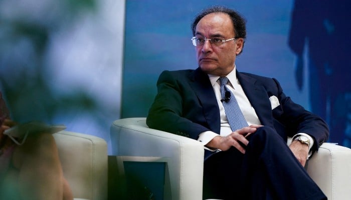 Finance Minister Muhammad Aurangzeb participates in a panel titled Navigating an Uncertain World during the 2025 annual IMF/World Bank Spring Meetings in Washington DC, US, April 25, 2025. — Reuters