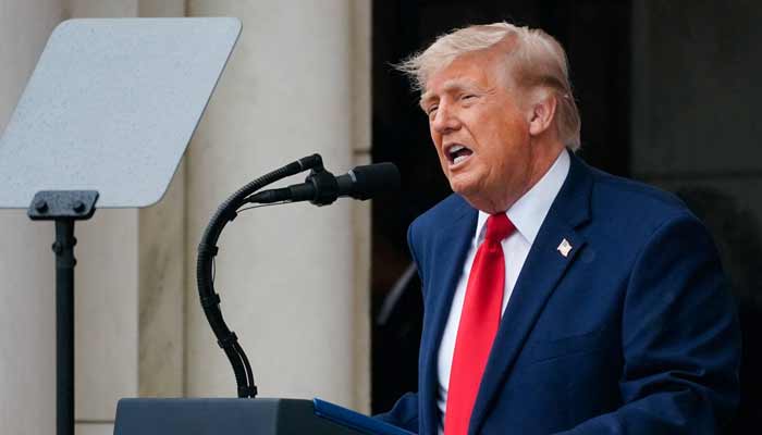 US President Donald Trump delivers remarks in the Memorial Amphitheater during a Memorial Day event at Arlington National Cemetery, Arlington, Virginia, US, May 25, 2026.— Reuters/File