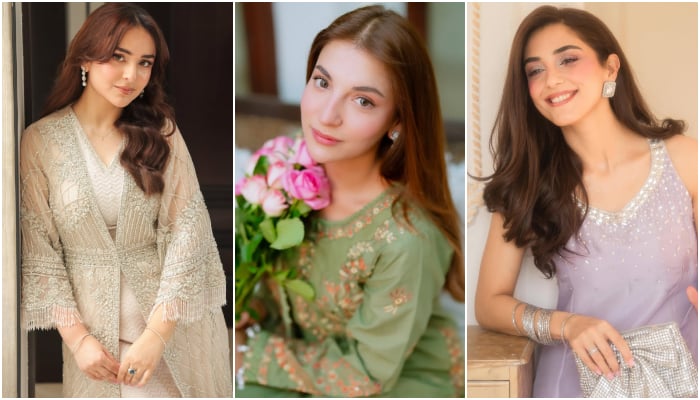 (From left to right), Pakistani showbiz stars Yumna Zaidi, Dananeer Mubeen, and Maya Ali celebrate Eid ul Adha
