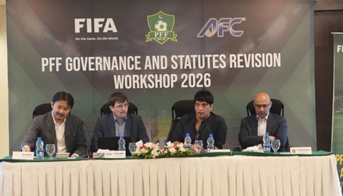Fifa and AFC officials address wotkshop in Karachi on May 31, 2026. — Reporter