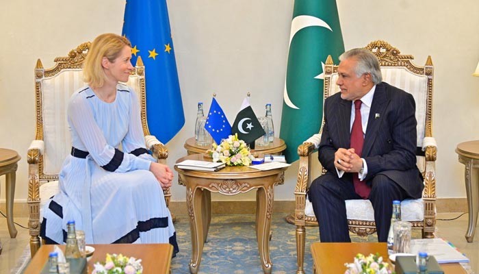 Deputy Prime Minister and Foreign Minister Senator Mohammad Ishaq Dar meets with European Union’s (EU) High Representative for Foreign Affairs and Security Policy Kaja Kallas at Ministry of Foreign Affairs, Islamabad, June 1, 2026. — X/@ForeignOfficePK