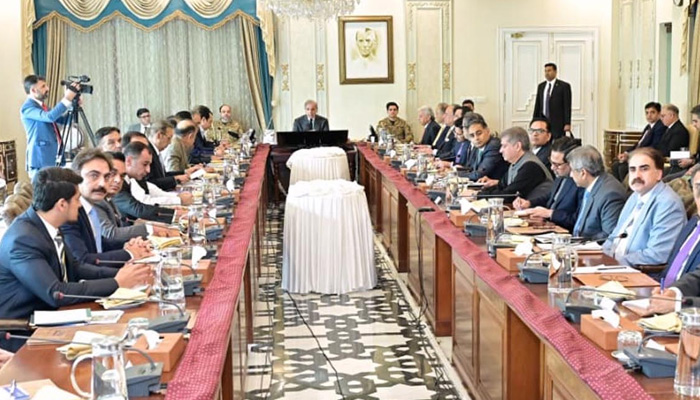 A delegation of senior leadership of chambers of commerce calls on Prime Minister Shehbaz Sharif in Islamabad on June 1, 2026. — PID