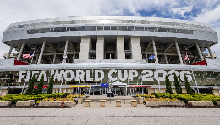 A freshly installed FIFA World Cup 2026 sign hangs over the entrance at Kansas City Stadium, temporarily renamed from Arrowhead Stadium for the duration of the 2026 FIFA World Cup, in Kansas City, Missouri, on May 29, 2026. — AFP