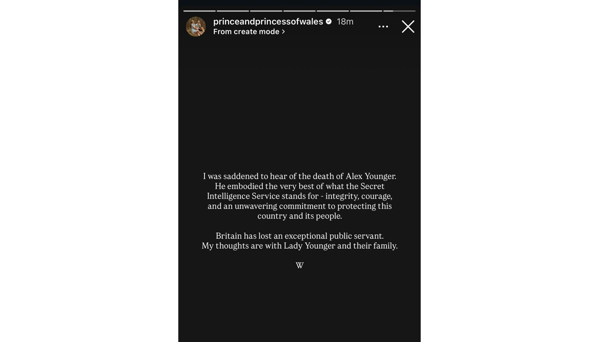 Prince William mourns Alex Younger in emotional statement: Saddened