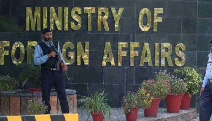 Security guards stand outside the Ministry of Foreign Affairs in Islamabad in this undated image. — AFP/File