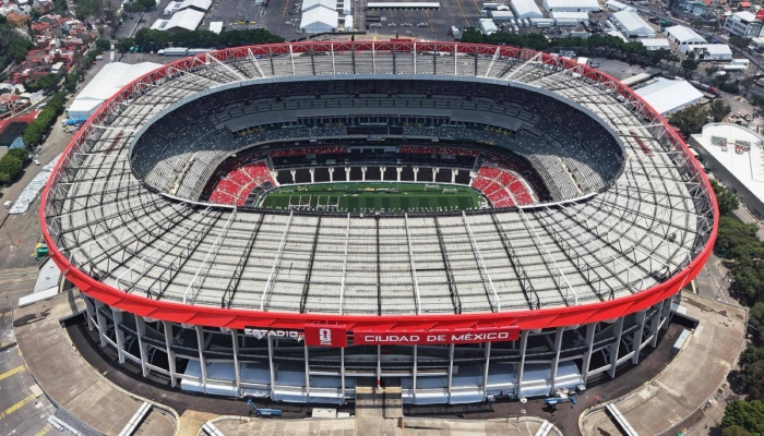 An aerial view shows the Mexico City Stadium, renamed from Azteca Stadium for the FIFA World Cup, in Mexico City on May 28. — AFP