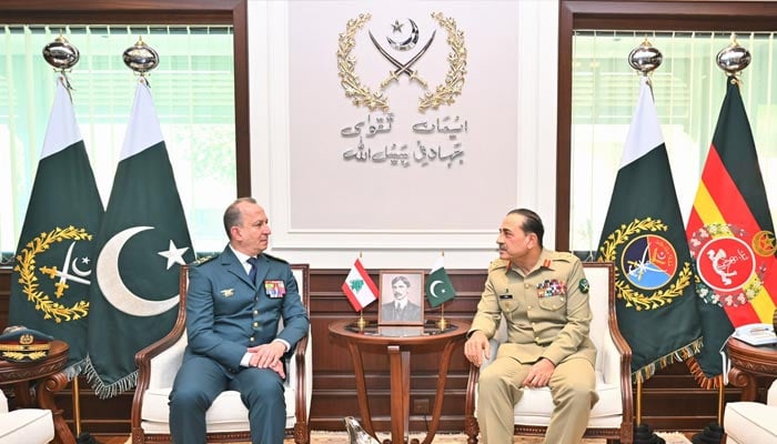 General Rodolphe Haykal, Commander-in-Chief of the Lebanese Armed Forces, meets Chief of Army Staff and Chief of Defence Forces (CDF) Field Marshal Asim Munir at General Headquarters (GHQ), Rawalpindi, June 9, 2026. — ISPR