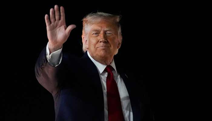 US President Donald Trump gestures on exiting Marine One, after attending Game 3 of the NBA Finals, at John F. Kennedy International Airport in New York, US, June 8, 2026.— Reuters