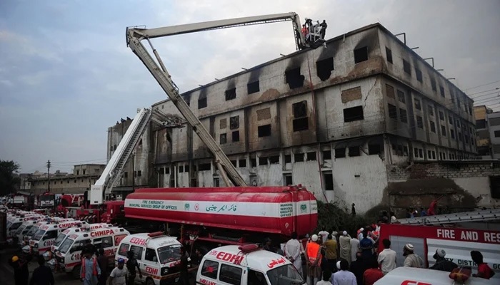 Nearly 300 workers were burnt alive in the multi-storey building of the Ali Enterprises garment factory in Karachi, on September 11, 2012. — AFP